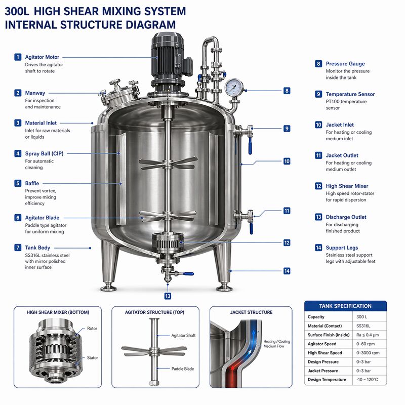 Sistem Persiapan Larutan Biophar 1000L dengan Tangki SS316L (Standar GMP, Kontrol Layar Sentuh)